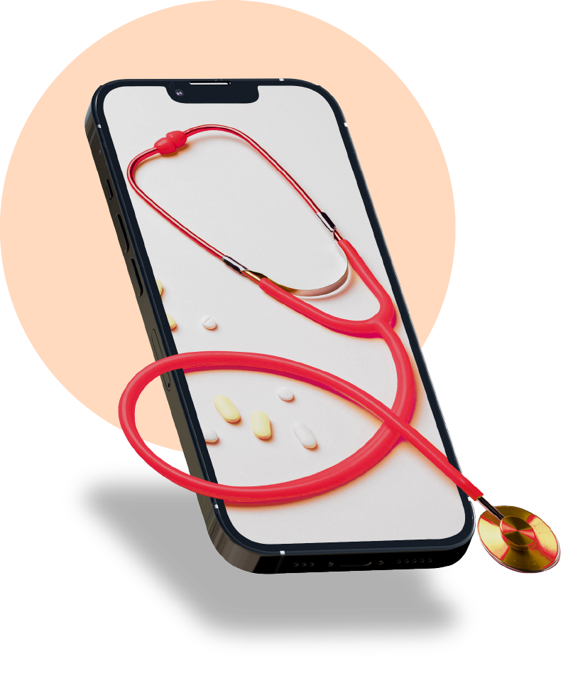 telehealth with a phone and stethoscope