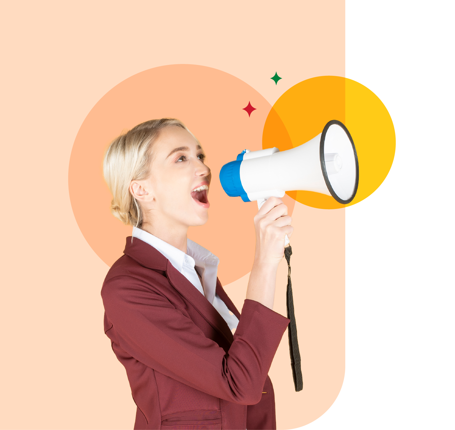 A girl announcing with a speaker